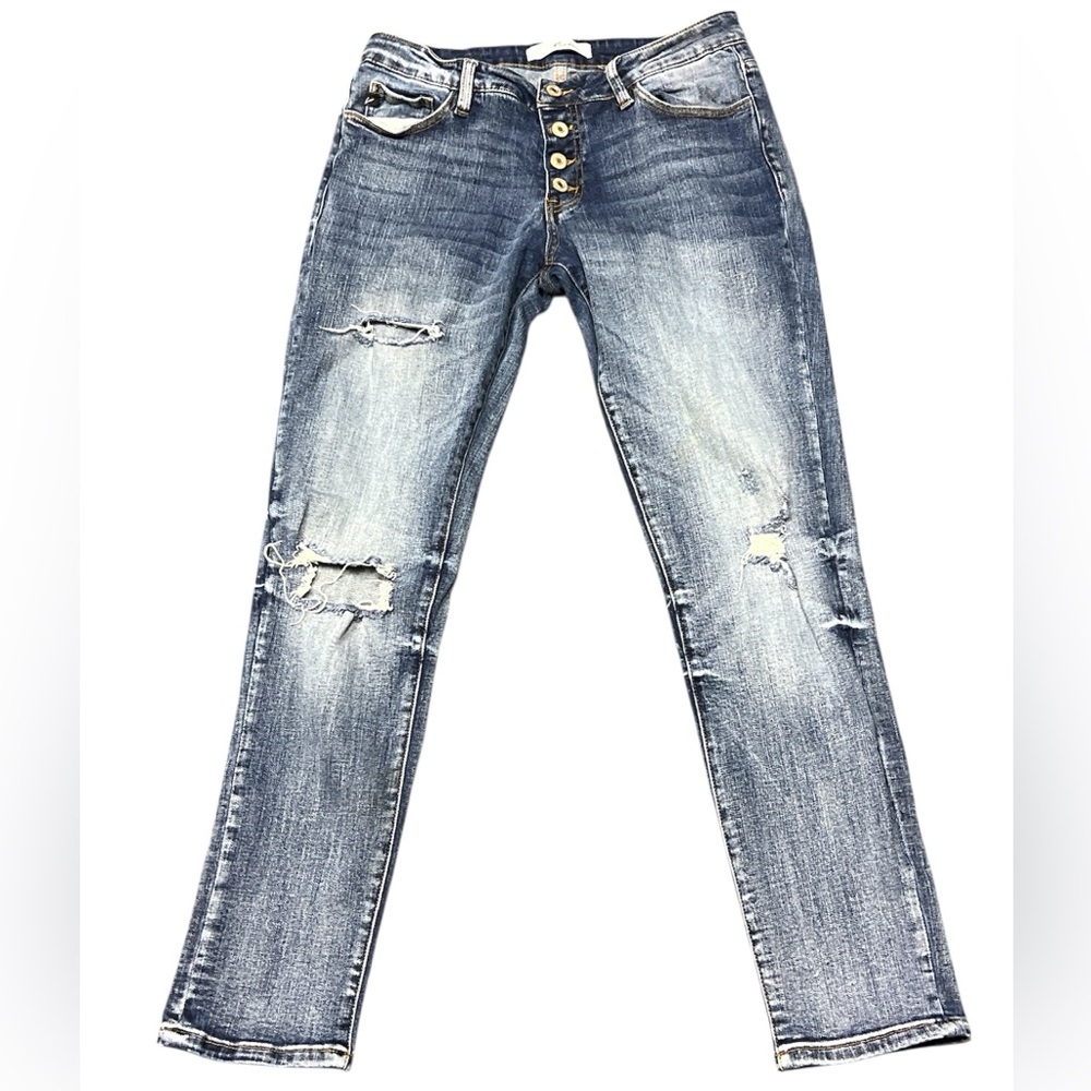 KanCan Women's Claire Boyfriend Distressed Jeans Size 27